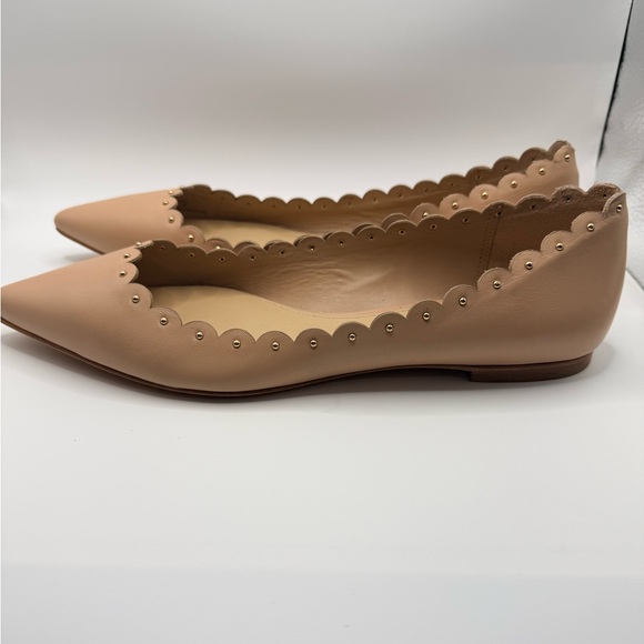 COACH Jill Pointed Beige Leather Scalloped Edges Gold Tone Studs Women’s Size 9 - Picture 10 of 10